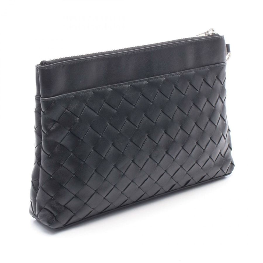 BOTTEGA VENETA Prism Pouch Intrecciato bag 795712V2HL18803 leather Black Used-1
