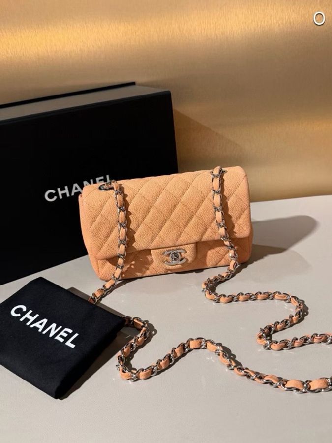 🧡 威選精品|CHANEL Classic Flap 大 Mini 磨砂牛皮 銀扣鏈條包 🧡-0