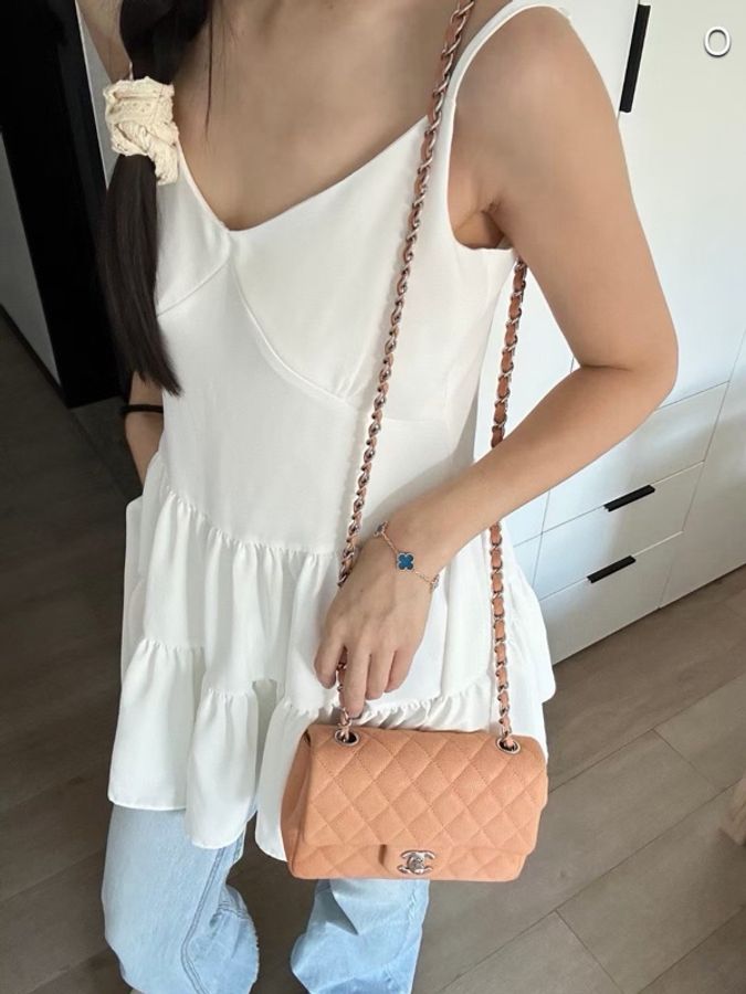 🧡 威選精品|CHANEL Classic Flap 大 Mini 磨砂牛皮 銀扣鏈條包 🧡-1