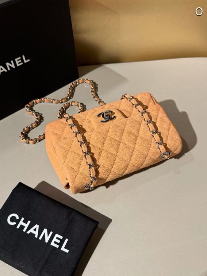 🧡 威選精品|CHANEL Classic Flap 大 Mini 磨砂牛皮 銀扣鏈條包 🧡-7