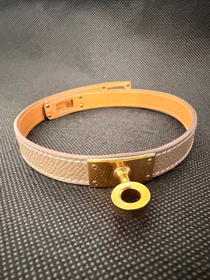 Hermes 18大象灰Epsom 玫瑰金double Kelly 手環-3