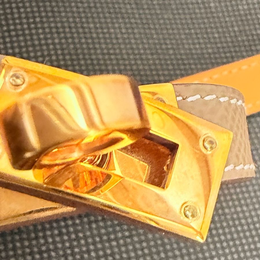 Hermes 18大象灰Epsom 玫瑰金double Kelly 手環-20