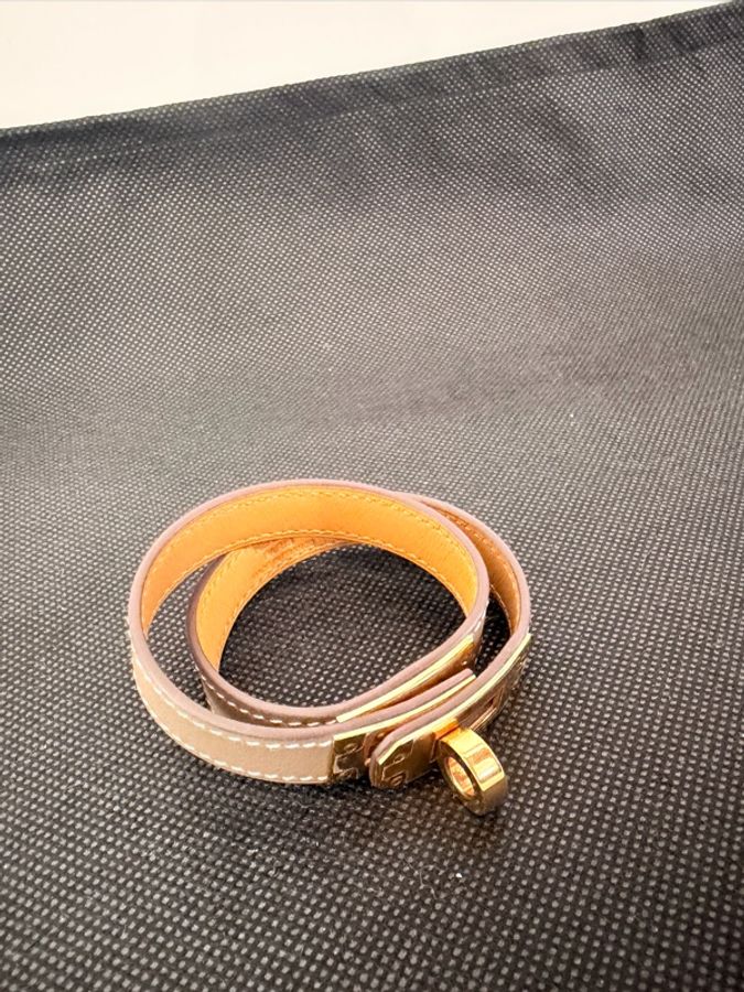 Hermes 大象灰swift金釦Kelly double手環-5