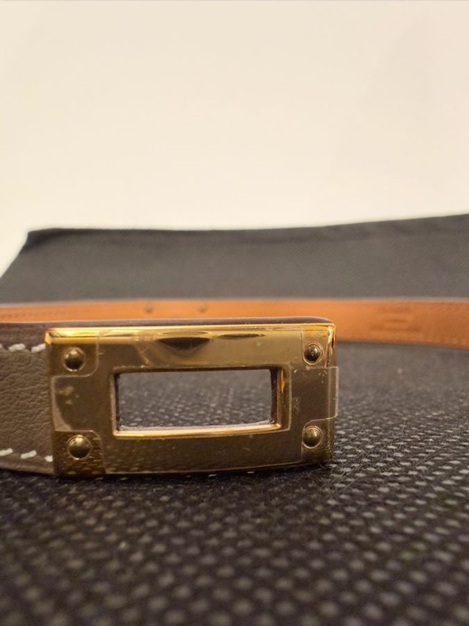 Hermes 大象灰swift金釦Kelly double手環-8