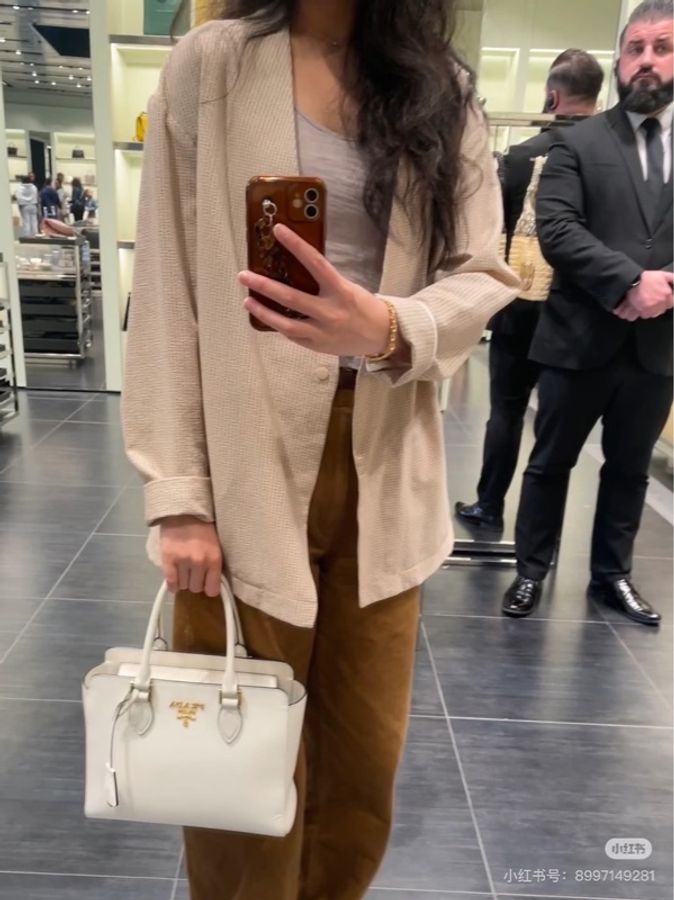 🤍 威選精品|PRADA 白色 Saffiano 十字紋 手提肩背包 🤍-1