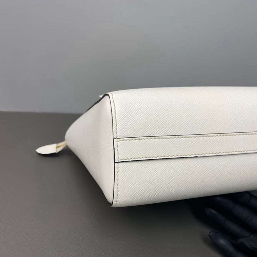 🤍 威選精品|PRADA 白色 Saffiano 十字紋 手提肩背包 🤍-4