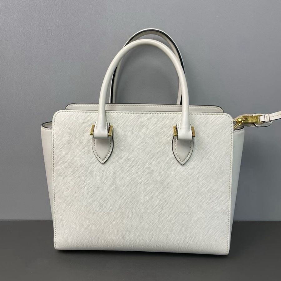 🤍 威選精品|PRADA 白色 Saffiano 十字紋 手提肩背包 🤍-6