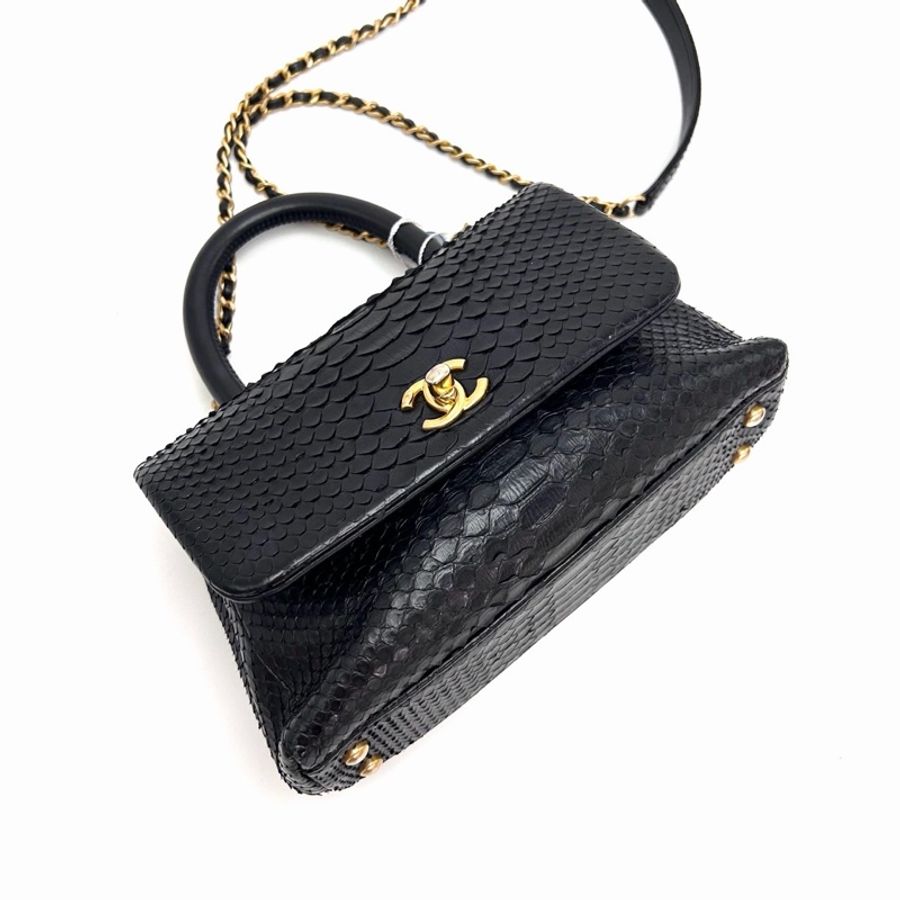 🖤 威選精品|CHANEL Coco Handle 黑金蛇皮 小號 手提肩背斜背包 🖤-9