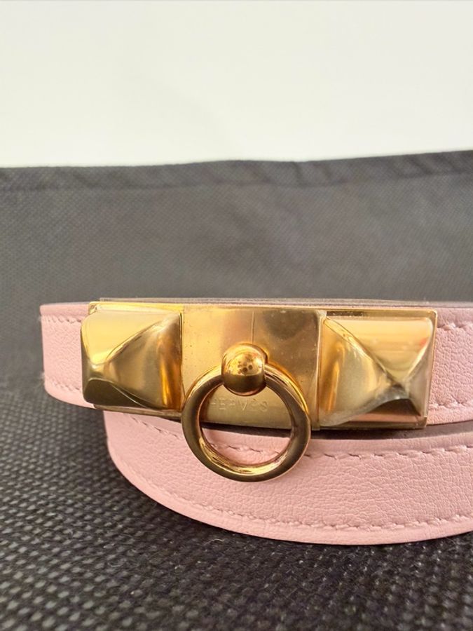 Hermes 櫻花粉Swift Rivale double 手環-5