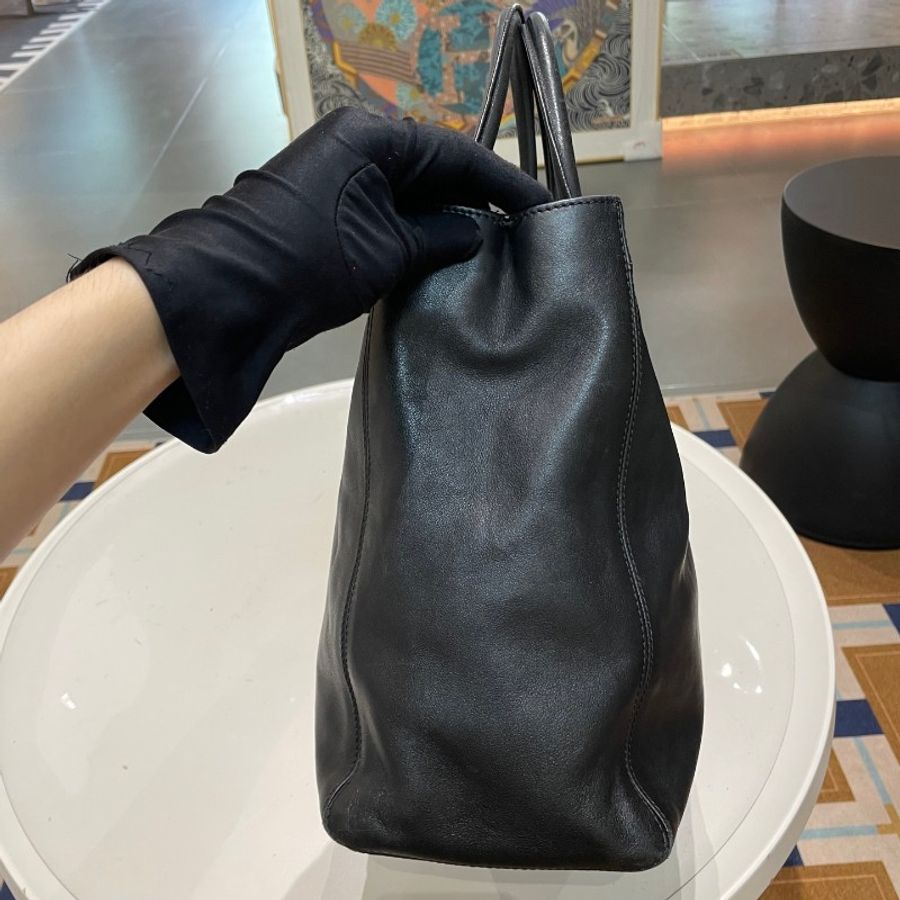 CHANEL香奈儿荔枝纹牛皮全黑so black书包扣tote托特包29*29*12-21