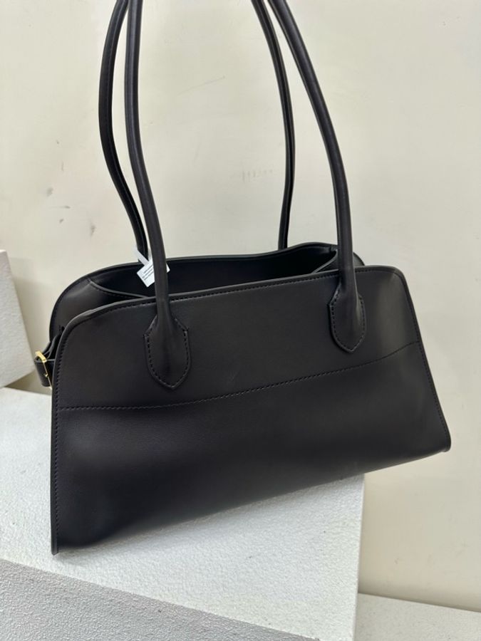 全新閑置The row Margaux Shoulder 12 馬鞍皮 金扣 手提單肩袋包黑色black-2