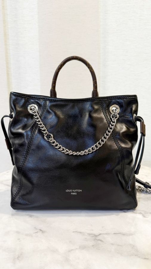 LV 黑牛皮銀釦Off Duty Backpack手提後背包M25522-0