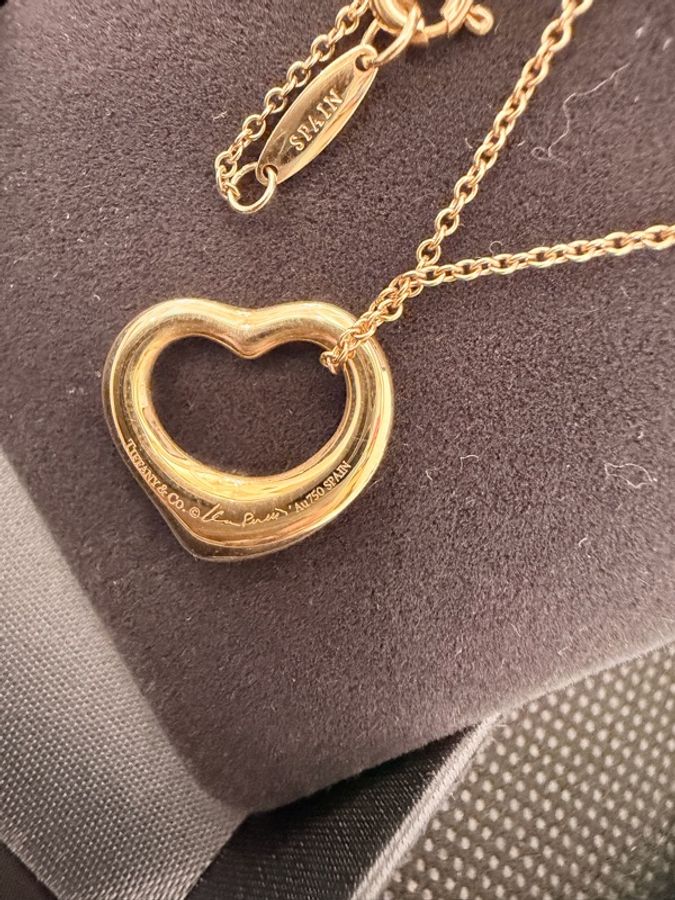 Tiffany &Co. 750玫瑰金5點鑽open heart 項鍊-11