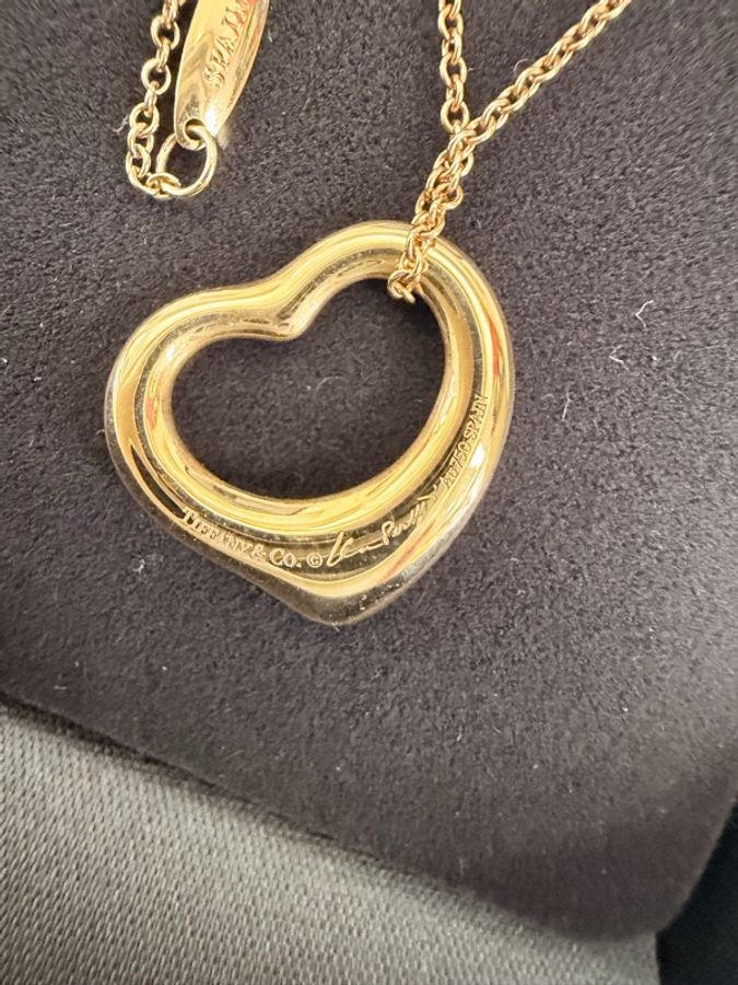 Tiffany &Co. 750玫瑰金5點鑽open heart 項鍊-12