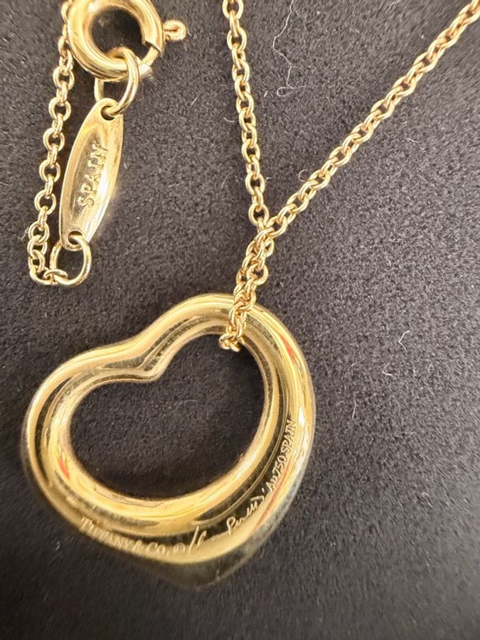 Tiffany &Co. 750玫瑰金5點鑽open heart 項鍊-13