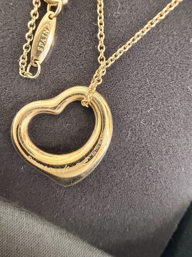 Tiffany &Co. 750玫瑰金5點鑽open heart 項鍊-16