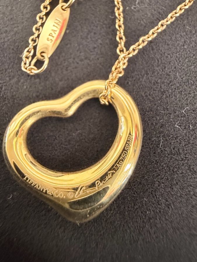 Tiffany &Co. 750玫瑰金5點鑽open heart 項鍊-22