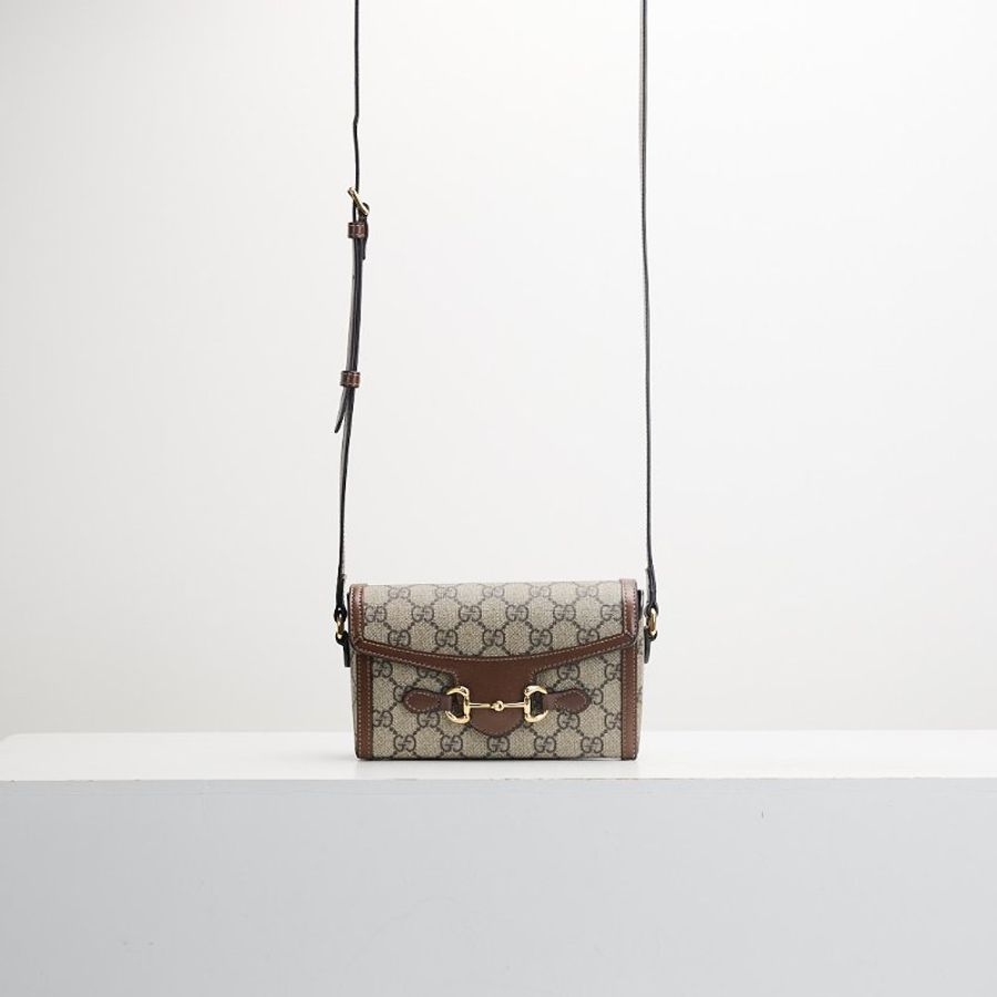 二手Gucci 1955 橫版手機包/棕老花-0