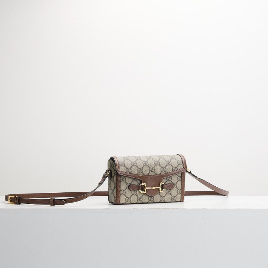 二手Gucci 1955 橫版手機包/棕老花-1