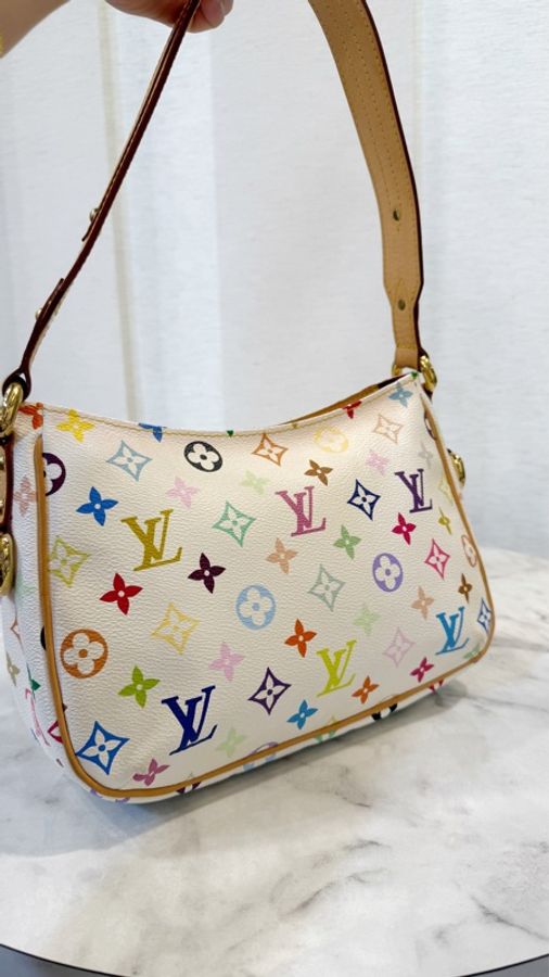 LV 白彩金釦翻蓋口袋手提肩背包M40053-6