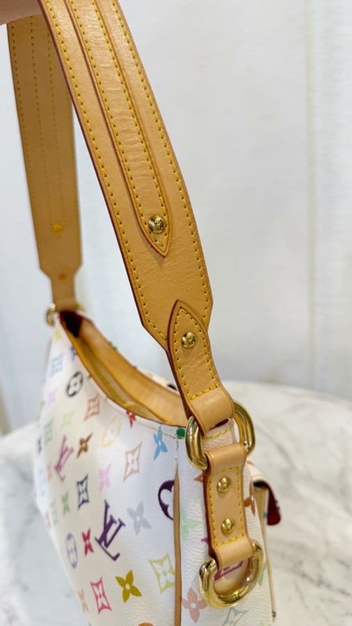 LV 白彩金釦翻蓋口袋手提肩背包M40053-8
