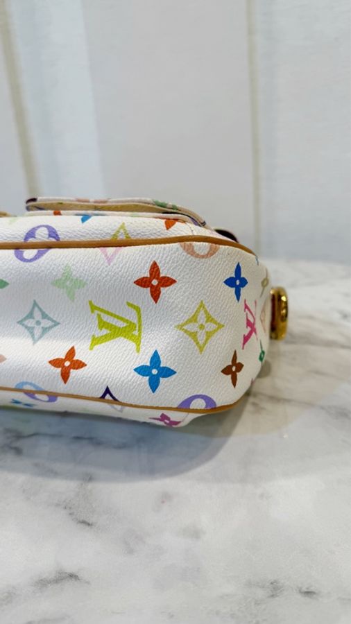 LV 白彩金釦翻蓋口袋手提肩背包M40053-14
