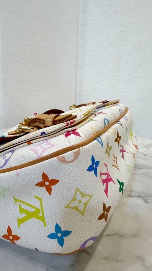 LV 白彩金釦翻蓋口袋手提肩背包M40053-16
