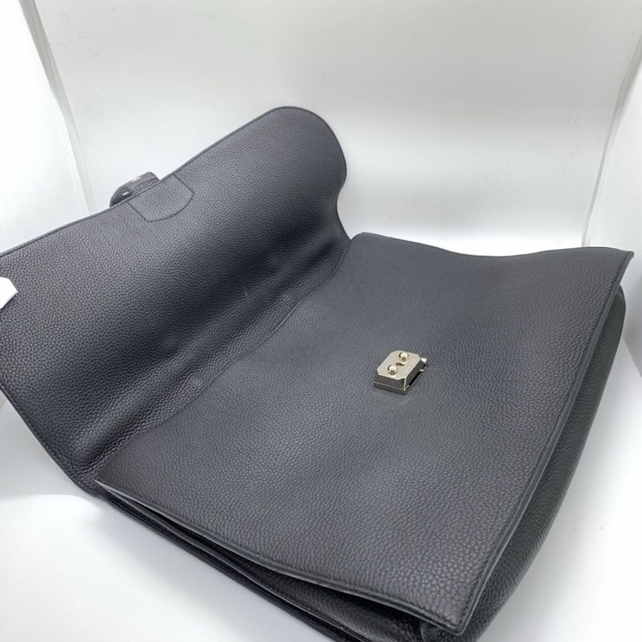 Hermes 愛馬仕 Sac à Dépêches 黑色手提公文包 框R Togo荔枝紋牛皮 鈀銀金屬鎖扣 尺寸約38*29cm經典款 皮質細膩 容量大 日常通勤 商務都很合適-4