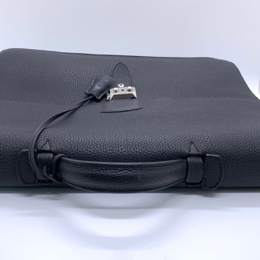 Hermes 愛馬仕 Sac à Dépêches 黑色手提公文包 框R Togo荔枝紋牛皮 鈀銀金屬鎖扣 尺寸約38*29cm經典款 皮質細膩 容量大 日常通勤 商務都很合適-6