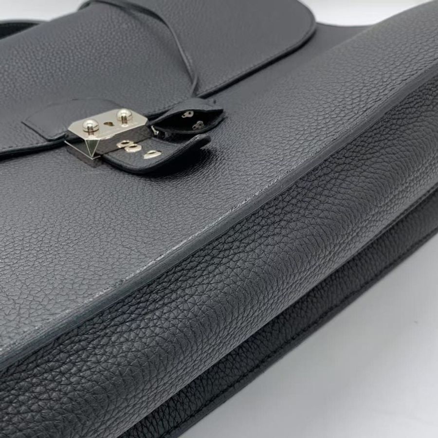 Hermes 愛馬仕 Sac à Dépêches 黑色手提公文包 框R Togo荔枝紋牛皮 鈀銀金屬鎖扣 尺寸約38*29cm經典款 皮質細膩 容量大 日常通勤 商務都很合適-16