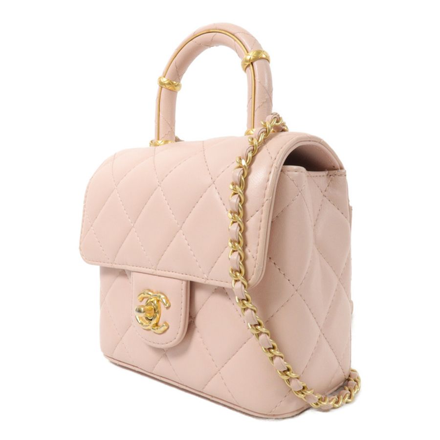 CHANEL 羊皮皮革Crush Top Handle鏈帶手挽肩背兩用袋-2