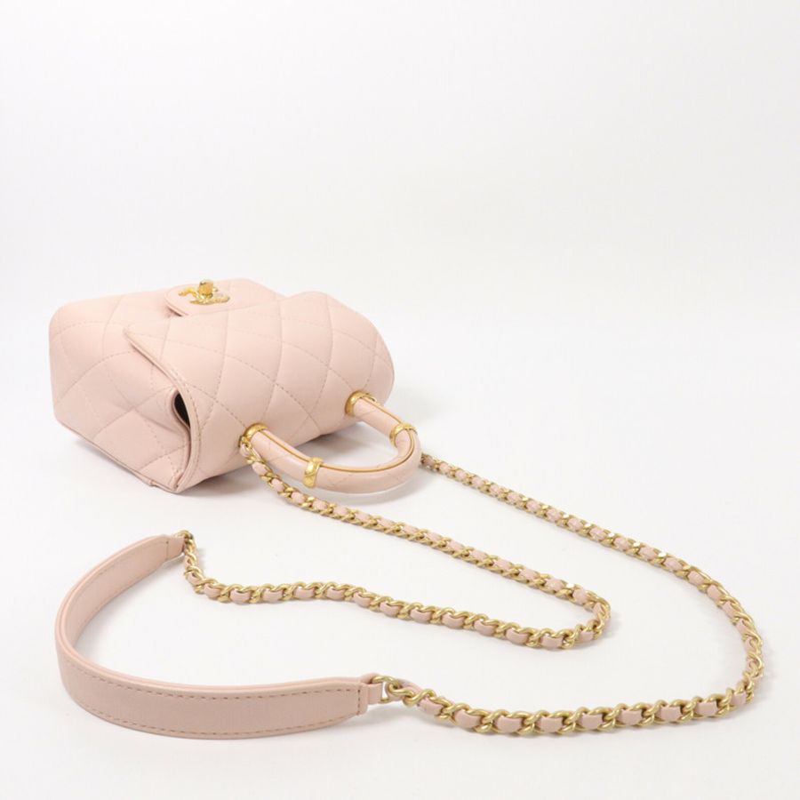 CHANEL 羊皮皮革Crush Top Handle鏈帶手挽肩背兩用袋-8
