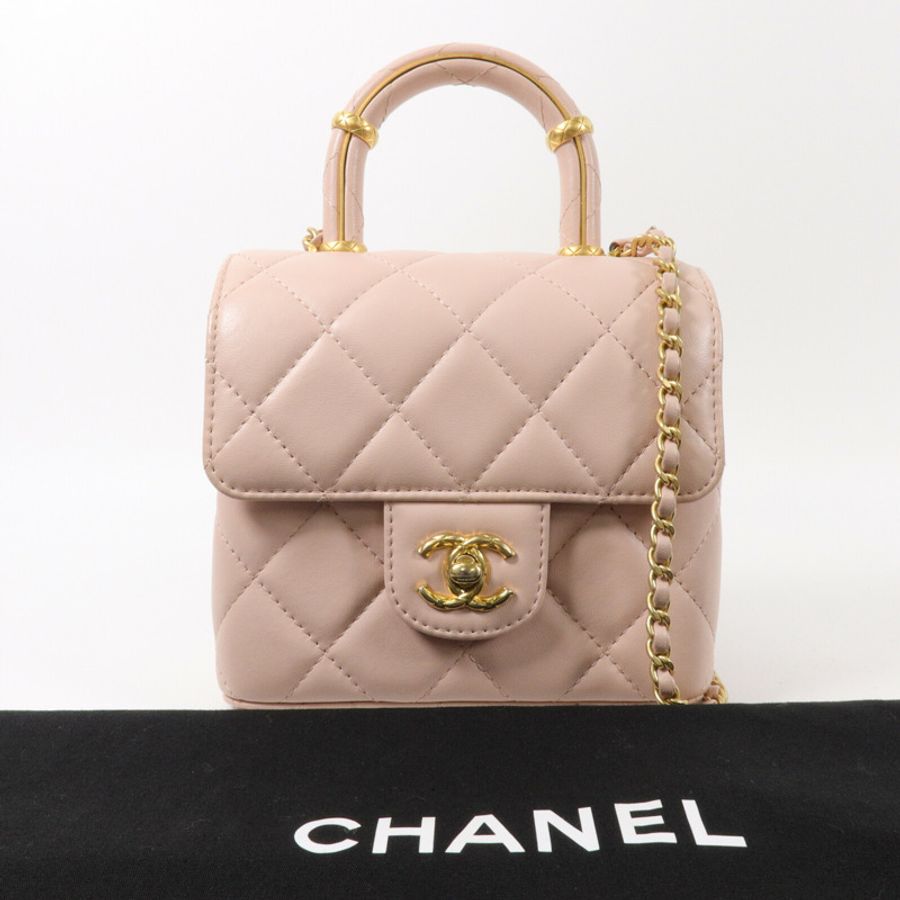 CHANEL 羊皮皮革Crush Top Handle鏈帶手挽肩背兩用袋-9