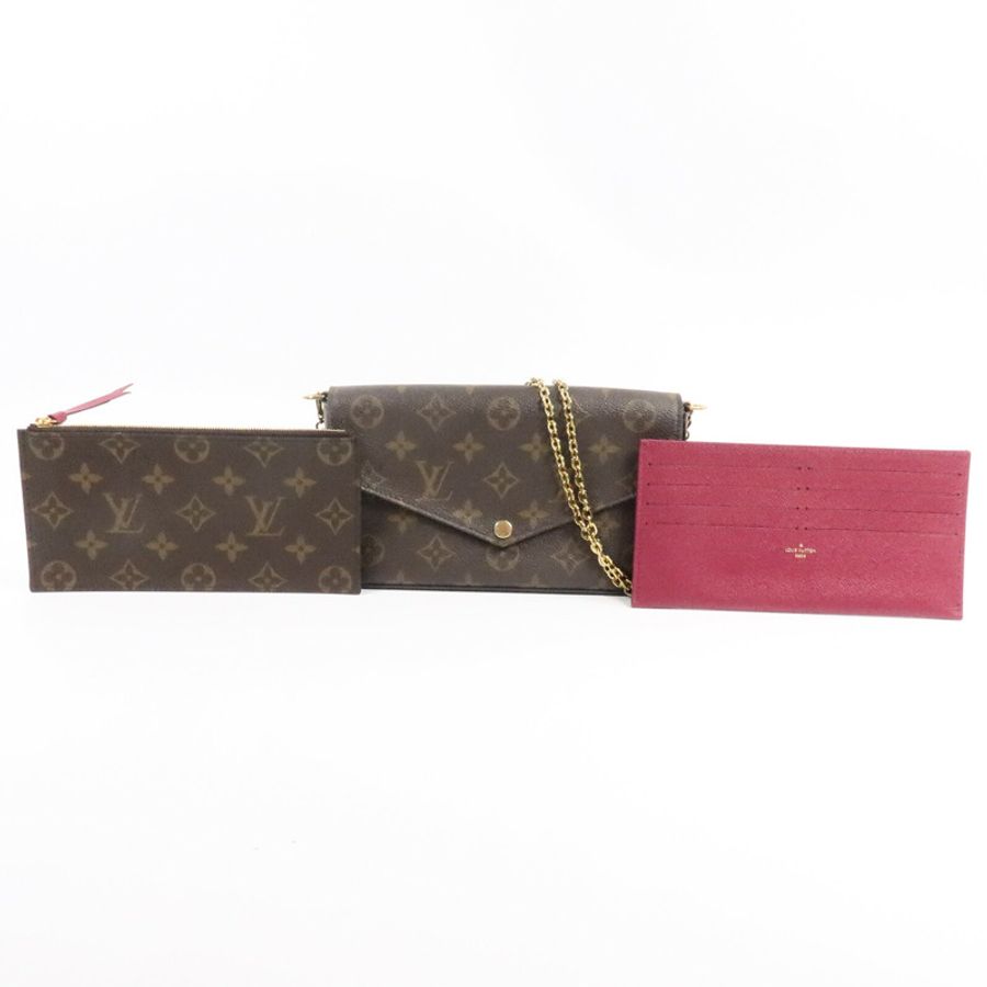 LOUIS VUITTON Monogram Pochette Felicie鏈帶肩背袋-9