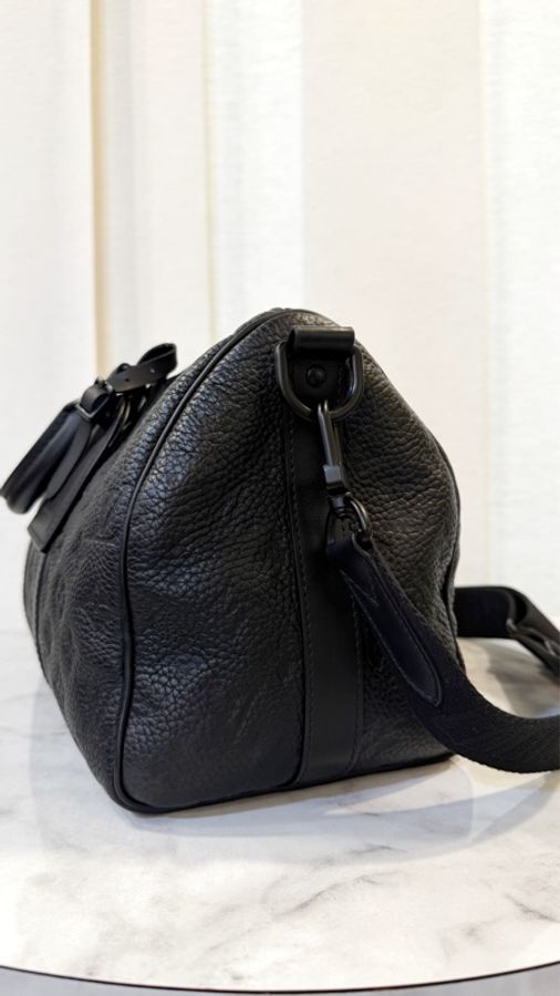 LV 黑牛皮壓紋Keepall 35手提斜背波士頓包M22765-2