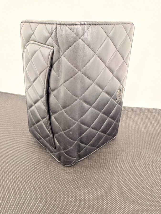 Chanel 黑羊皮銀釦對開8卡長夾-8