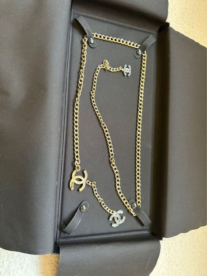 Chanel香奈兒黑金雙C腰鏈,腰鏈、項鏈兩用;:-1