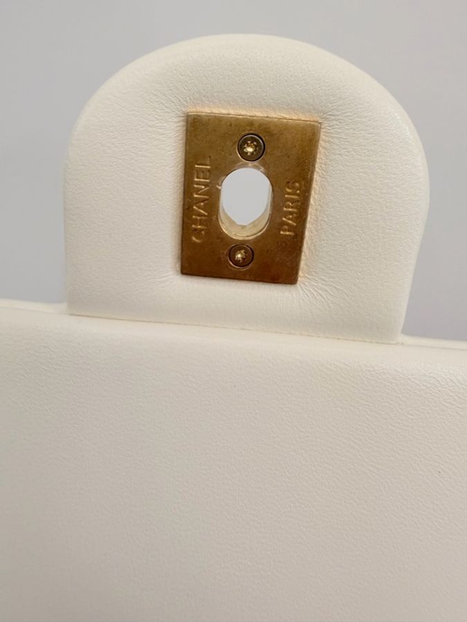 Chanel cf大mini 白羊皮金釦珍珠調節肩斜背包-35