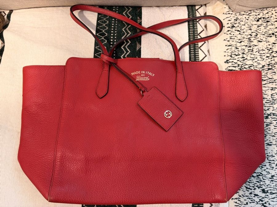 Gucci Swing 荔枝紋全皮托特包(Swing Tote)-9