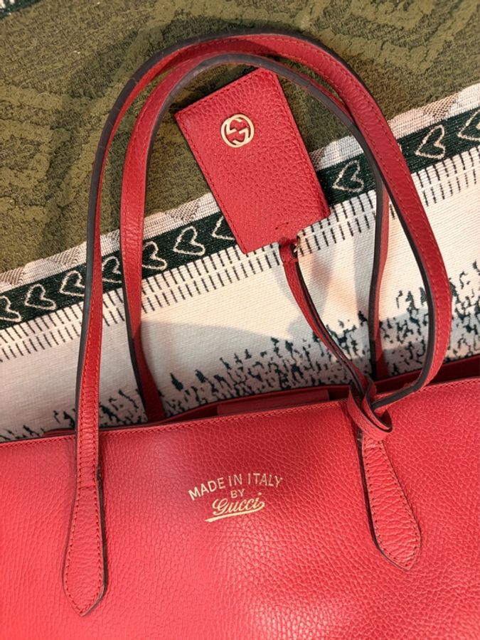 Gucci Swing 荔枝紋全皮托特包(Swing Tote)-16