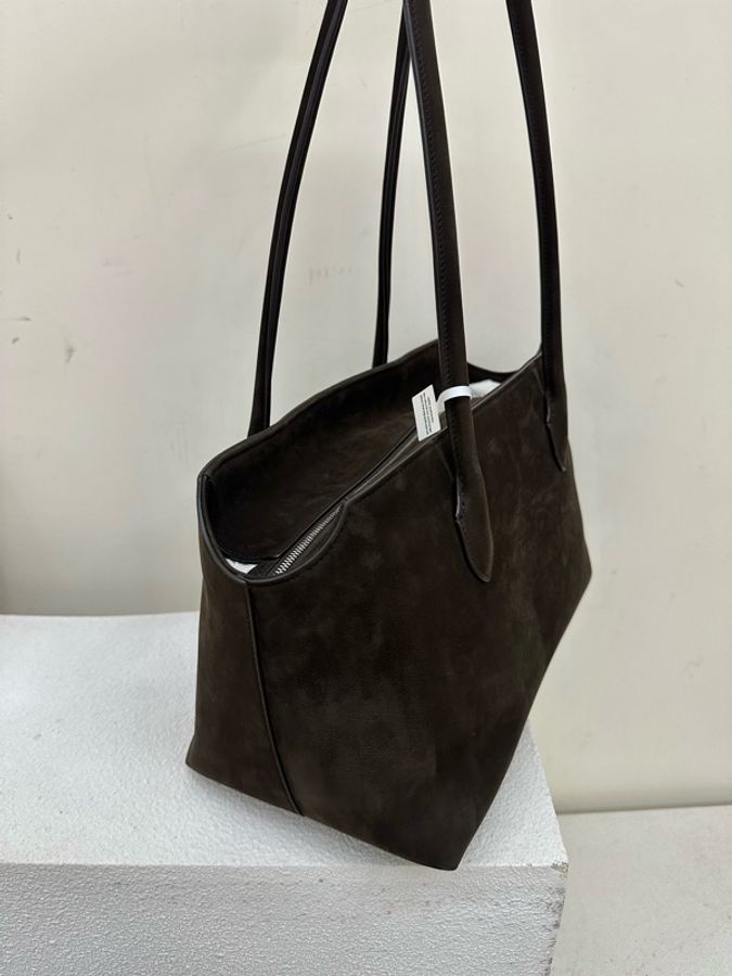 全新閑置 the row Terrasse 長管狀肩帶 小牛皮 單肩包 深棕色-4