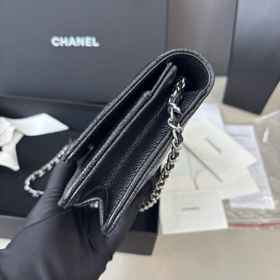 芯片款 香奈兒/Chanel 黑銀荔枝皮woc鏈條包-2