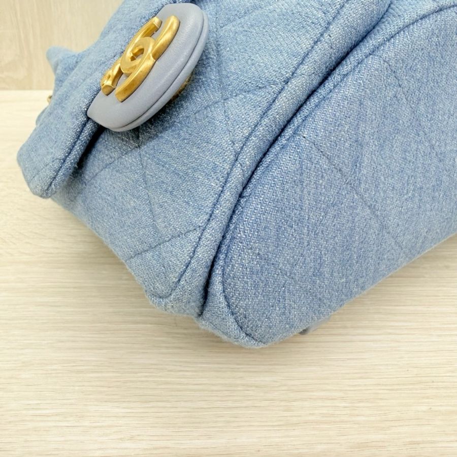 CHANEL超好搭配🩵水藍牛仔雙口袋後背包AS5310-9