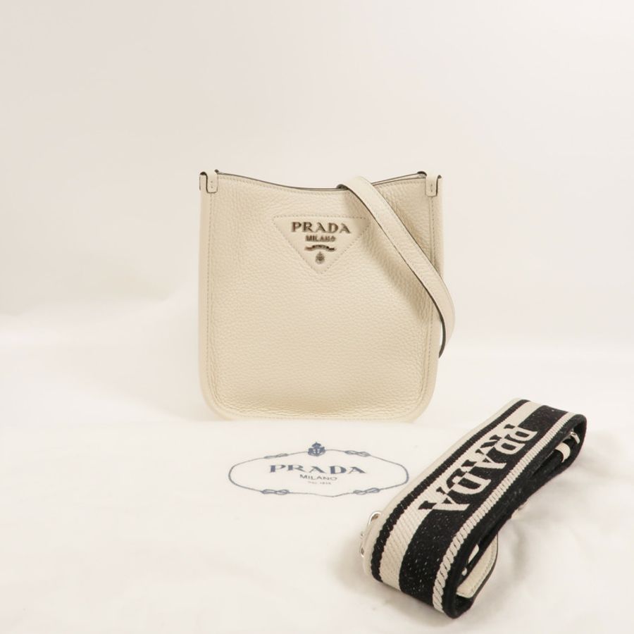 PRADA 牛皮皮革Vitello Daino Leather肩背袋-12