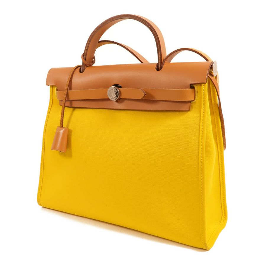 HERMES 帆布Herbag PM手挽肩背兩用袋Lime-2