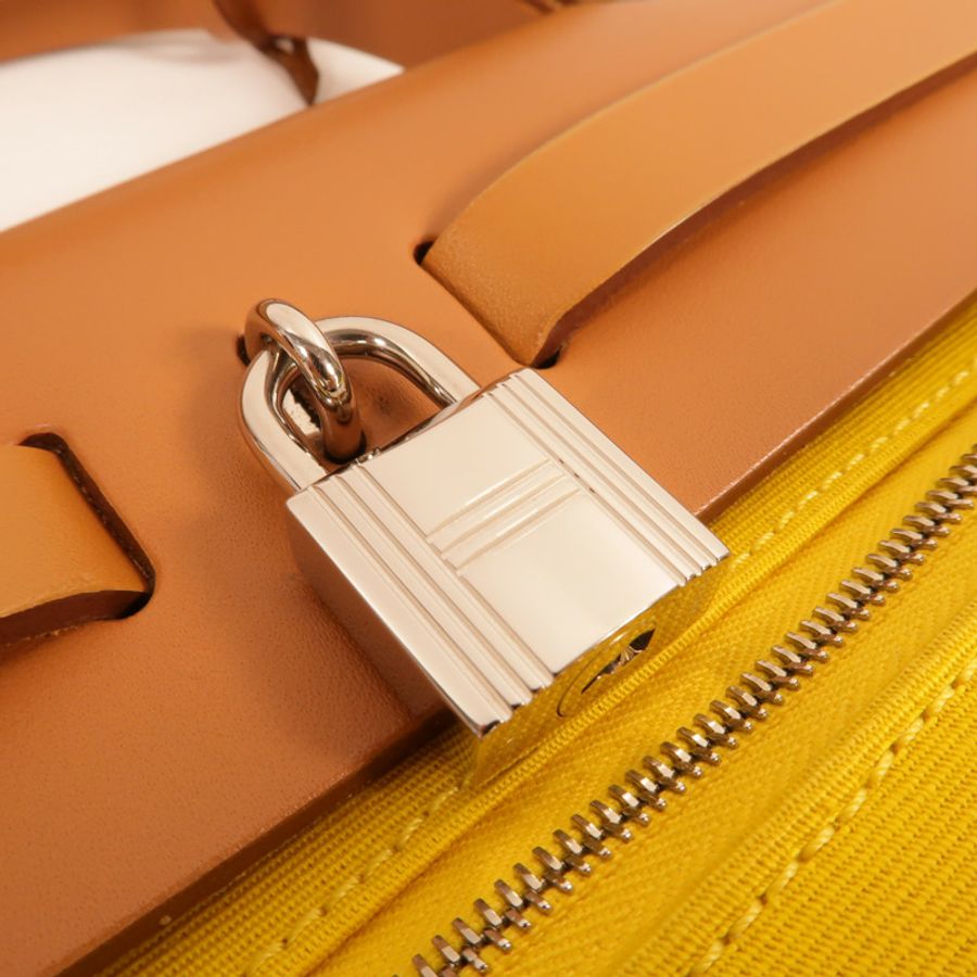HERMES 帆布Herbag PM手挽肩背兩用袋Lime-9