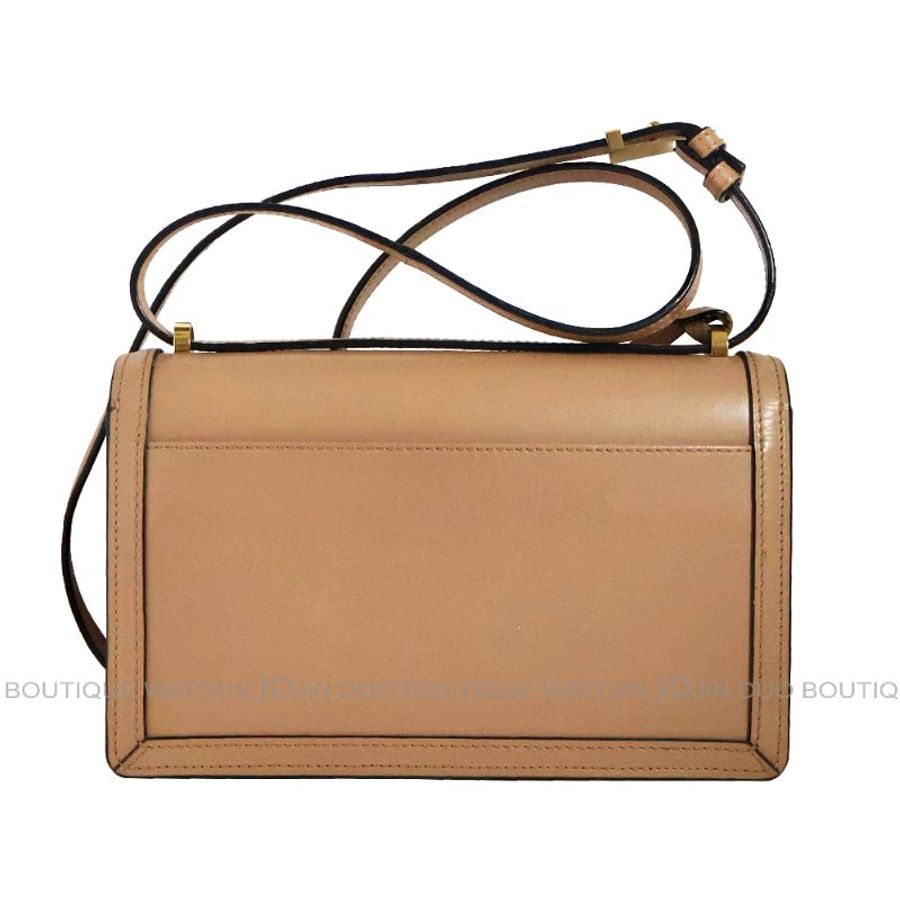 金鐸精品~2555 LOEWE羅威 Barcelona巴賽隆納中號粉裸色小牛皮金扣側肩背包-1