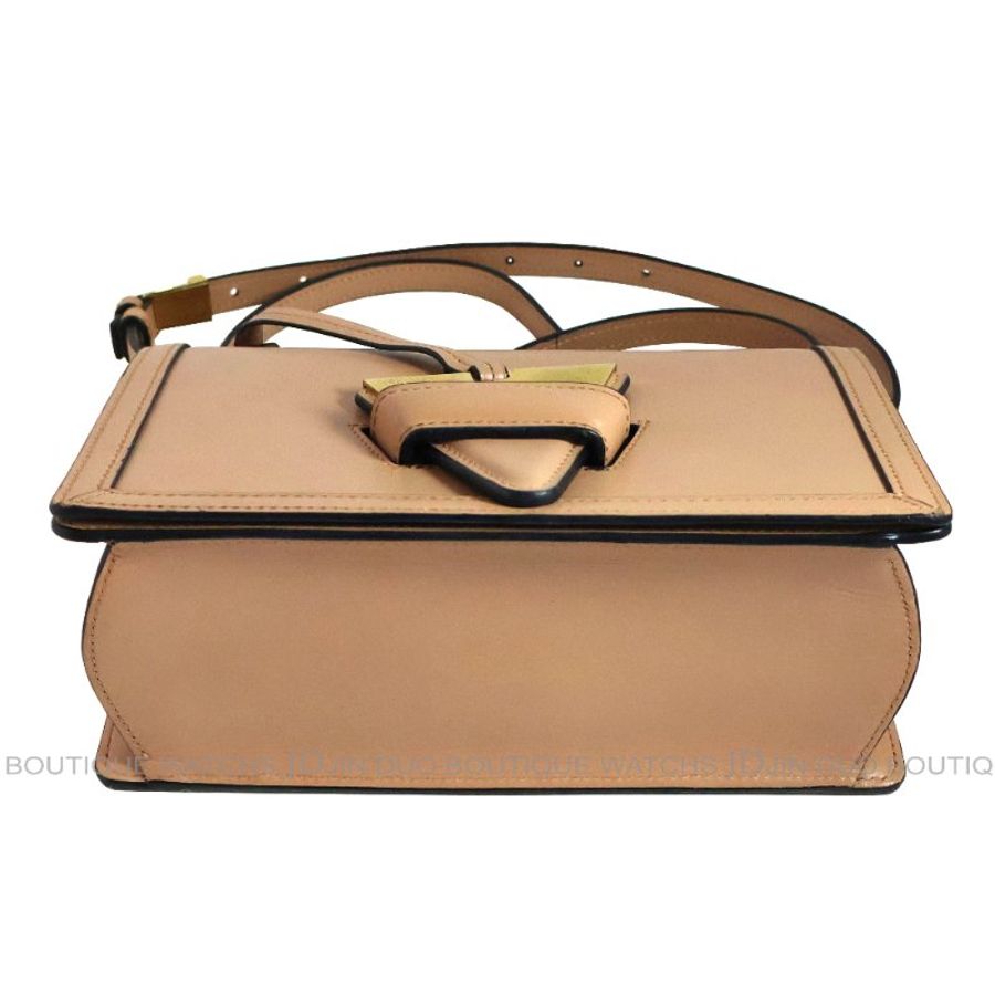 金鐸精品~2555 LOEWE羅威 Barcelona巴賽隆納中號粉裸色小牛皮金扣側肩背包-4