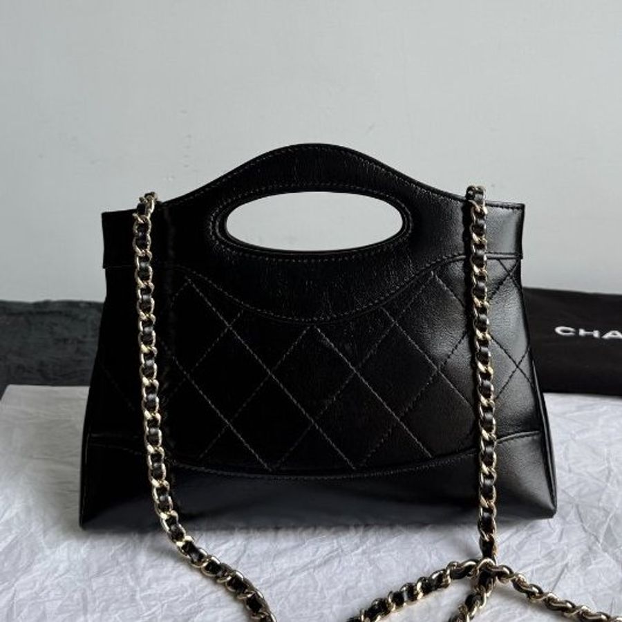 芯片款 香奈兒/Chanel 31Bag Nano黑色全皮鏈條包-1