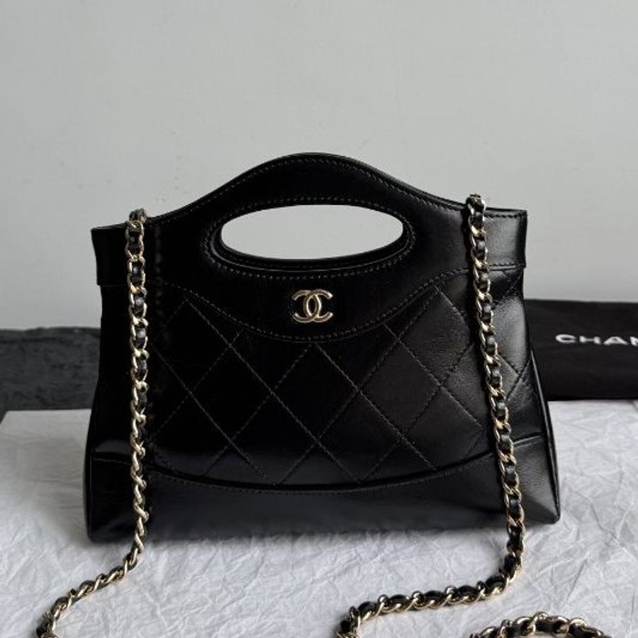芯片款 香奈兒/Chanel 31Bag Nano黑色全皮鏈條包-6